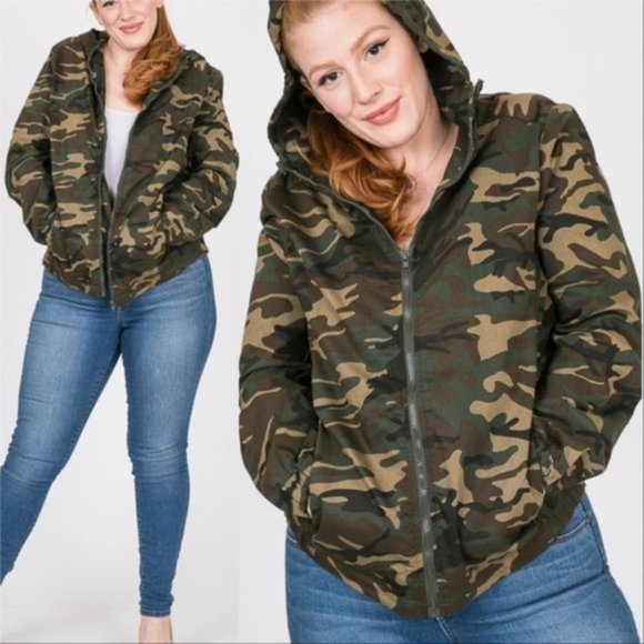 camo denim jacket plus size